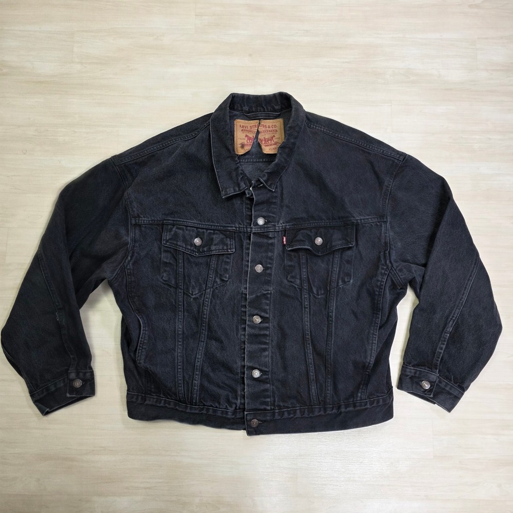 Vintage Levi's 70598-4159 Black Type 3 Denim Jean Jacket Big Patch Size XL Read